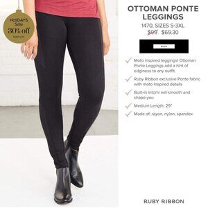 Ruby Ribbon Black Ottoman Ponte Leggings #1470